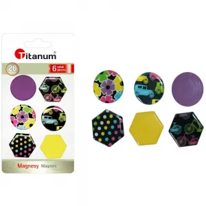 Titanový magnet kulatý, šestihranný - mix 26mm (4357-2)