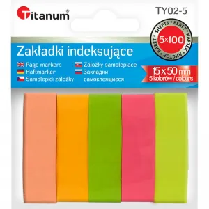 Papírová indexovací záložka 15x50mm 5 fluo barev