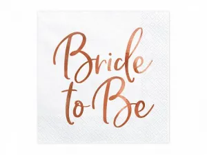 Partydeco Bride to Be, růžové zlato - bílé ubrousky 330 mm x 330 mm (SP33-76-019R)