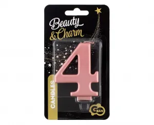 Godan Narozeninová svíčka č. 4 růžová a zlatá 8 cm (PF-SCRZ4)