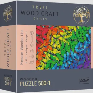 Trefl dřevěné prostorové puzzle Duhoví motýli (20159)