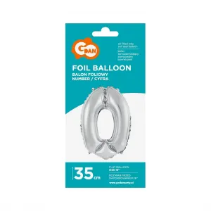 Fóliový balónek Godan číslo 0 stříbrný 35 cm (FG-C35S0)