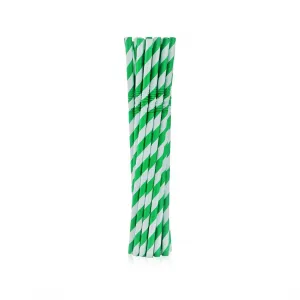 Papírová brčka Godan, lámavá, zelené pruhy 6x200mm/12ks. 12 ks (RP-LZ12)