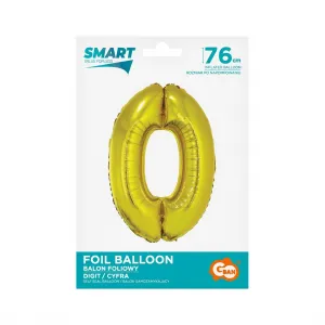 Balónek Godan Smart number 0 ze zlaté fólie 76 cm (CH-SZL0)