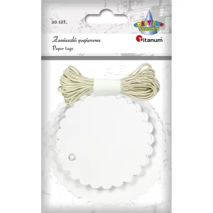 Titanum Craft-Fun Series kulaté dárkové visačky s volánky bílé 2 velikosti (S1806)