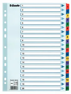 Esselte Mylar kartonový blok s čísly A4 mix barev 160g 20k 1-20 (100163)
