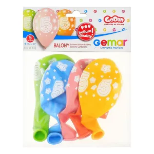 Godan Premium Hel potištěný gumový balónek 5, 13 palců/5 kusů mix 330mm 13cal (GS120/5)