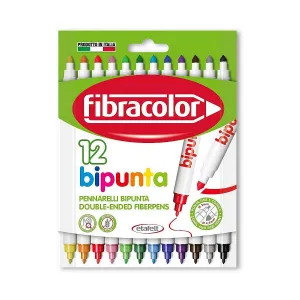 Oboustranné fixy Fibracolor 12 barev.