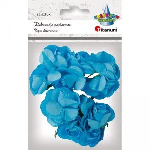 Papírová dekorace Titanum Craft-Fun Series Papírové růže na drátku modré (ZH-001)