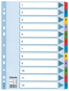 Esselte Mylar kartonový blok s čísly A4 mix barev 160g 12k 1-12 (100162)