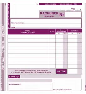 Ofsetový tisk Michalczyk i Prokop Rachunek pro osvobozené subjekty s DPH 2/3 A5 80k. (230-4)