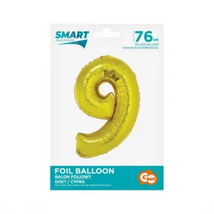 Balónek Godan Smart číslo 9 ze zlaté fólie 76 cm (CH-SZL9)