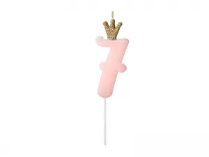 Narozeninová svíčka Partyydeco číslo 7, jasně růžová, 9,5 cm (SCU6-7-081J)