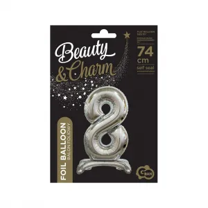 Godan Beauty&Charm stříbrná stojící číslice gumový balón 750mm 30cal (BC-ASS8)