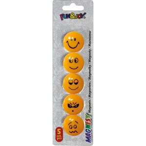 Kulatý magnet Fun&Joy Smiley - oranžový ø 29mm