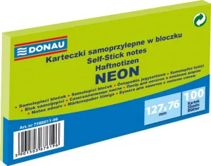 Samolepicí blok Donau neonově zelený 100k 127mm x 76mm (7588011-06)
