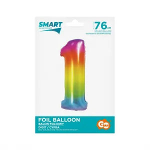 Fóliový balónek Godan Smart number 1 rainbow 76cm (CH-STC1)