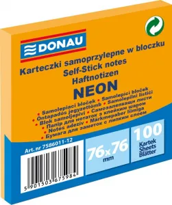 Donau Neonově oranžové samolepicí bločky 100k 76mm x 76mm (7586011-12)