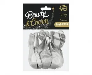 Godan Beauty&Charm metalický stříbrný gumový balón 10 kusů metalizované stříbro 12 palců (CB-1MSR)