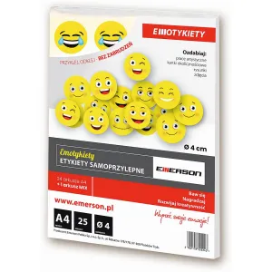 Samolepicí štítek Emerson emotic yellow circles 40 mm A4 - žlutý (ETOKZOL003x025x012)