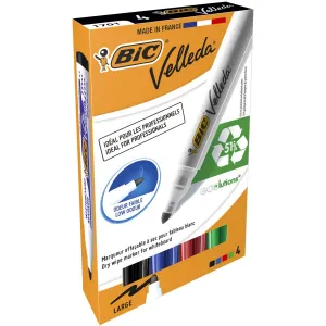 Popisovač Bic Velleda Ecolutions 1701 sada 4 ks, mix 1,5mm kulatý hrot (904941)