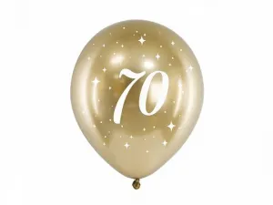Partydeco Lesklý gumový balónek k 70. narozeninám zlatý 300 mm (CHB14-1-70-019-6)
