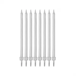 Stříbrná narozeninová svíčka Godan s podstavci 10 cm / 8 kusů (PF-SUSR)