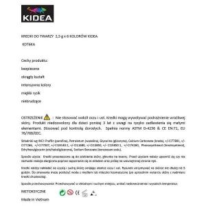 Kidea barva na obličej 6 barev. (KDT6KA)