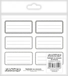 Samolepka plameňák pro zápisník/etiketu bílá/černá 35x73mm (432670)