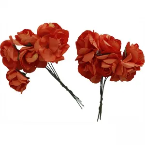 Papírová dekorace Titanum Craft-Fun Series Papírové růže na drátku tmavě oranžové (ZH-001)