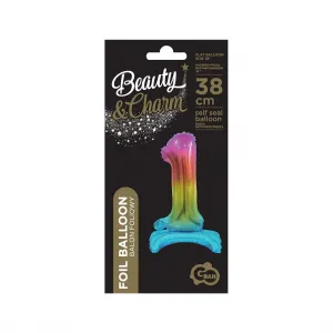 Godan stojící číslo 1 duhový fóliový balónek 38 cm (BC-ATT1)