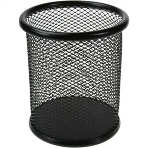 Titanový kovový zásobník na pera výška 10 cm, průměr 9 cm černý (M-501B)