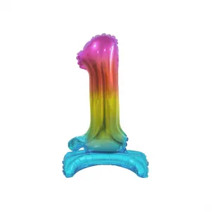 Godan stojící číslo 1 duhový fóliový balónek 38 cm (BC-ATT1)