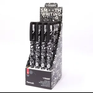 Vinson Fashion A71 FLOWERS BLACK-WHITE kuličkové pero s olejovou náplní