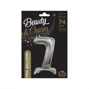 Godan Beauty&Charm gumový balónek stříbrný stojící číslo (BC-ASS7)