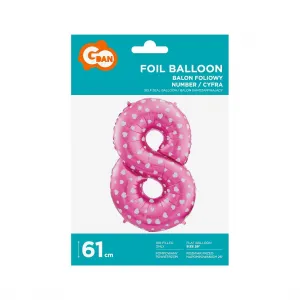 Godan růžový balónek s číslem 8 26 palců (hs-c26r8)