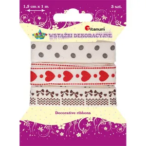 Titanum Craft-Fun Series stuha hrášek, srdce, mašle mix 15mm 1m (DD23-1)