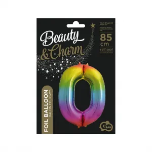 Fóliový balónek Godan číslo 0 duhový 85cm 85cal (HS-C34T0)