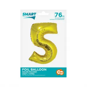 Balónek Godan Smart číslo 5 ze zlaté fólie 76 cm (CH-SZL5)