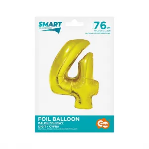 Balónek Godan Smart číslo 4 zlatá fólie 76 cm (CH-SZL4)