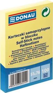 Žluté samolepicí bločky Donau 100k 51mm x 76mm (7584001)