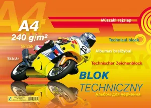 Technický blok Kresba A4 bílá 240g 10k 210mm x 297mm