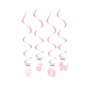 Godan Závěsná dekorace z papíru a fólie Baby Girl, 60 cm, 4 ks. (QT-DWBG)