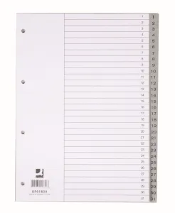 Číselník Q-Connect A4 šedý 120g 31k 1-31 230mm x 297mm (KF01830)