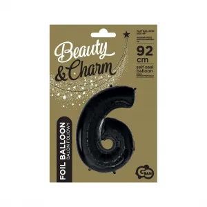 Fóliový balónek Godan číslo 6 BLACK 45cal (FG-C85CZ0)