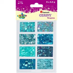 Titanum Craft-Fun Series kulaté flitry sada 8 barev modrá (3G8P 160161)