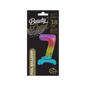 Fóliový balónek Godan číslo 7 stojící 38 cm, duhový (BC-ATT7)