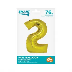 Balónek Godan Smart číslo 2 zlatý 76cm (CH-SZL2)