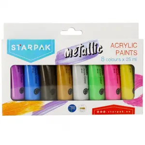 Akrylová barva Starpak 8kolx 25ml, metalická barva: mix 25ml (484980)