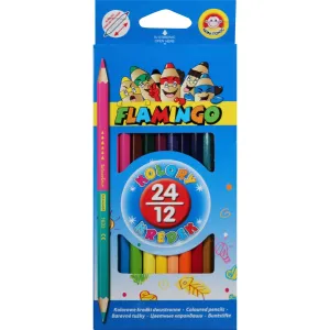 Oboustranné tužky Flamingo 24 barev šestihranné s ořezávátkem